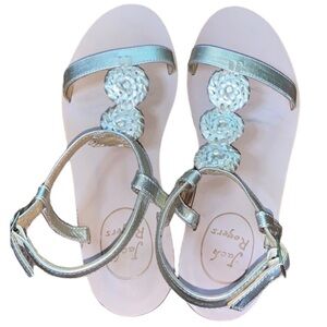 Jack Rogers Gold Leather Eve T Strap Gladiator Style Sandals